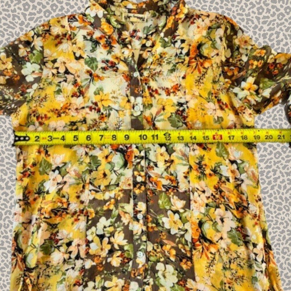 Women's Blouse Long Sleeve Sheer Floral Size Medium - Picture 9 of 12